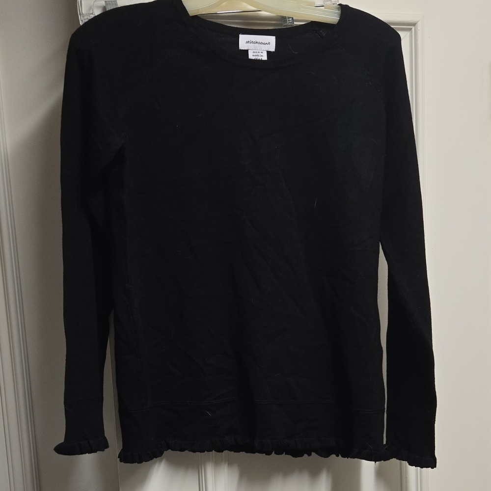 Armani Exchange Women's Black Crew Neck Sweater